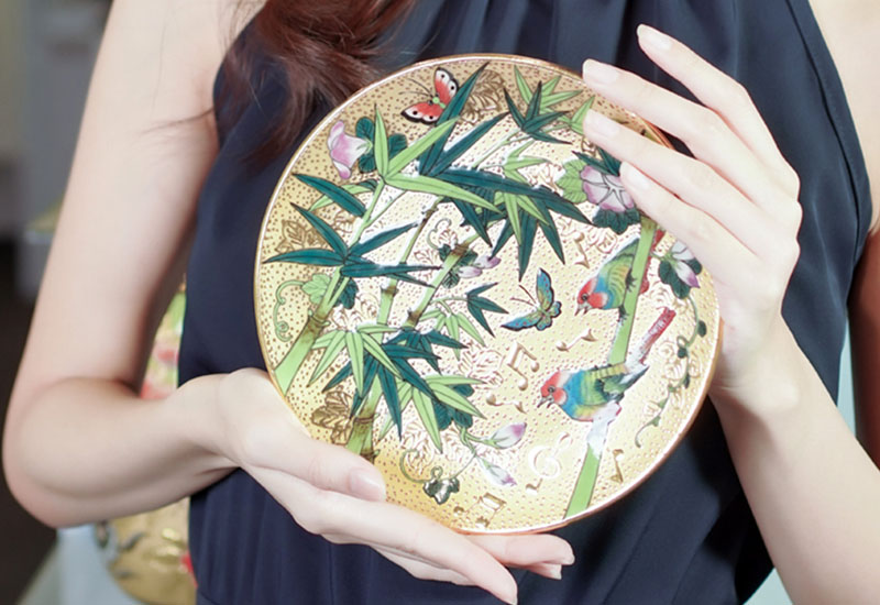 傑作陶 G14花鳥音符金盤